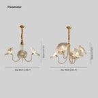 Dimension drawing of the Clérachic lotus blossom chandelier, both sizes at ∅ 90 cm (35.4″) wide and 55 cm (21.6″) tall.