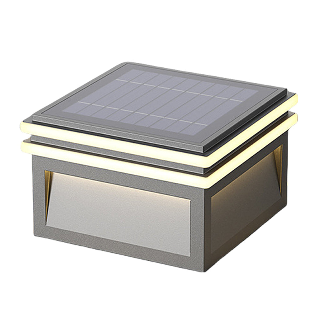 Lampes piliers avec base en acier, poteau LED carré minimaliste Theodore