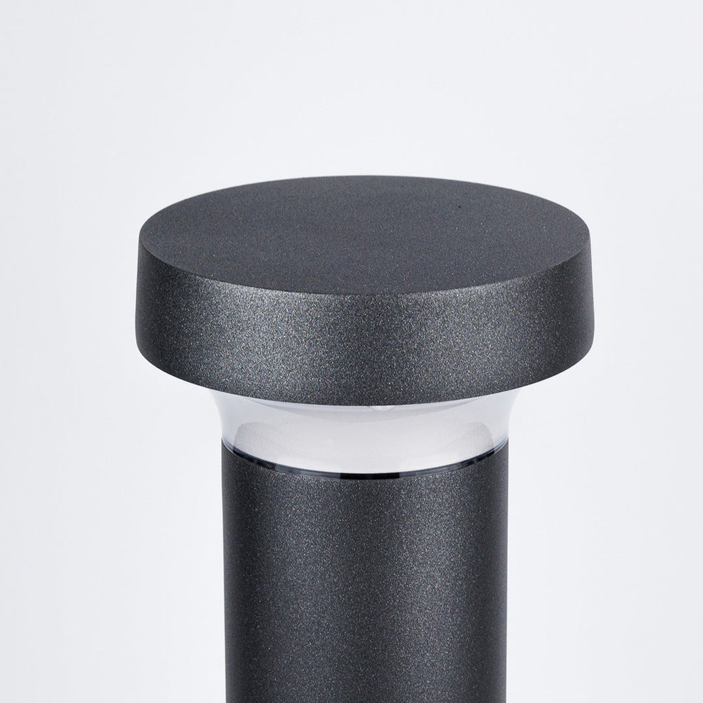 Black Aluminum Bollard Post Light, Warm LED Garden Path Lighting