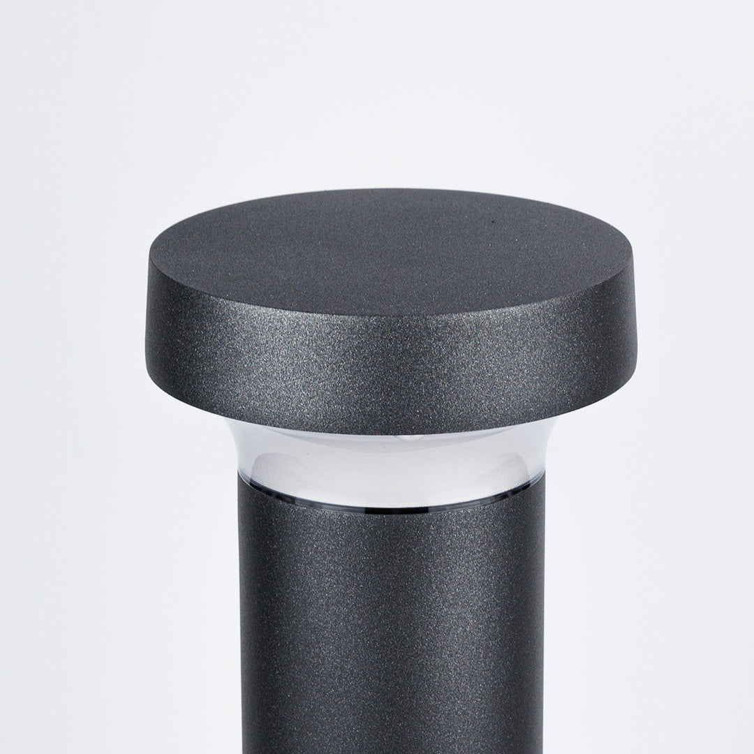 Black Aluminum Bollard Post Light, Warm LED Garden Path Lighting