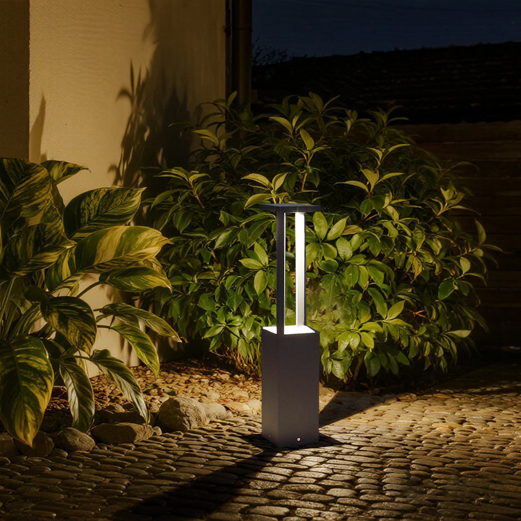 Luz de Baliza Exterior Minimalista, Alumínio Cinza Areia, 80cm de Altura