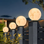 Gle Moon-Shaped Faux Marble Globe Pillar Light for Gardens