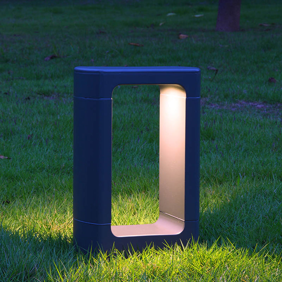 Luz de Baliza Exterior, Luz de Caminho LED Quadrada em Alumínio Cinza Areia