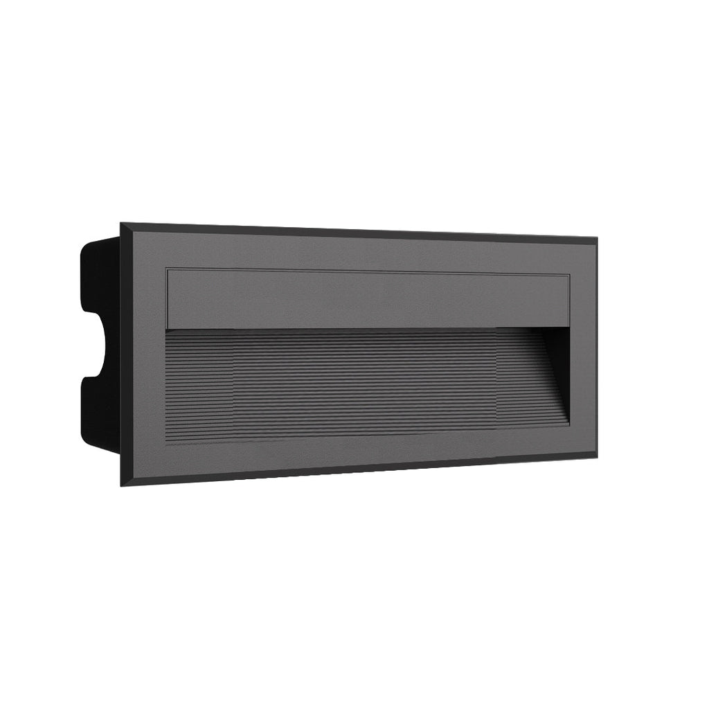 Morga Square Recessed Outdoor Step Light, Black Aluminum Finish