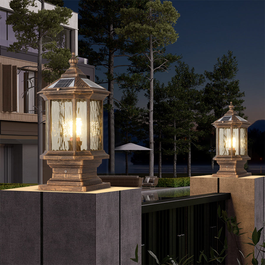 Pillar Lantern Light, Vintage European-Style Aluminum Outdoor Post Fixture