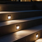 Geometriske LED-udendørs trinlys, runde eller firkantede, aluminium