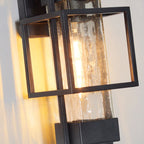 Vintage Wrought Iron Outdoor Wall Sconce, Black Matte, Warm LED Glow