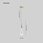 Dimension drawing for the Clérachic gold-flecked teardrop pendant: drop 29cm (≈11.4″) high, 5cm (≈2″) wide, cable 200cm (≈78.7″).