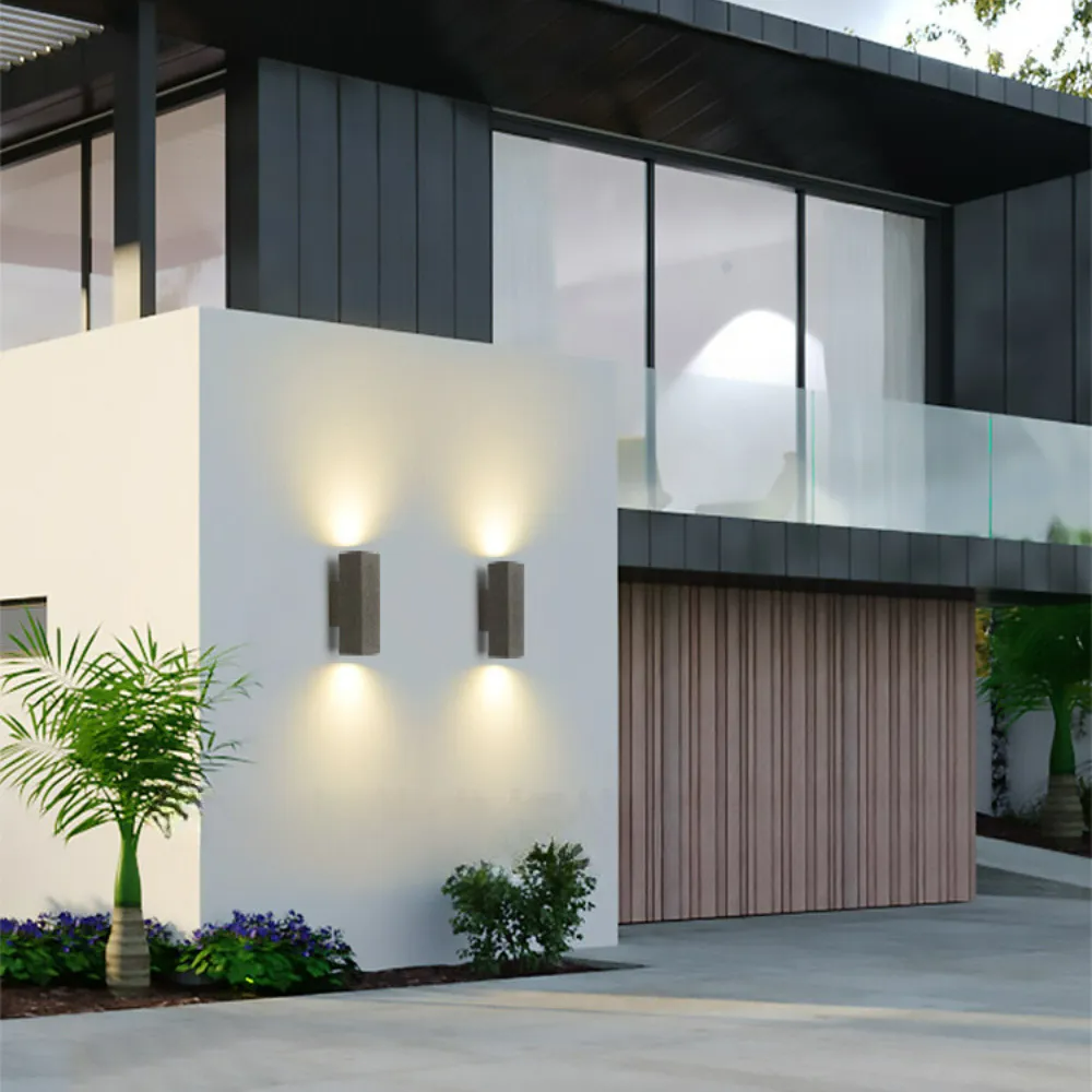 Applique murale extérieure minimaliste en ciment, applique LED carrée