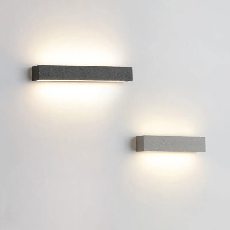 Applique murale extérieure en ciment avec lumière LED chaude, style Arisha