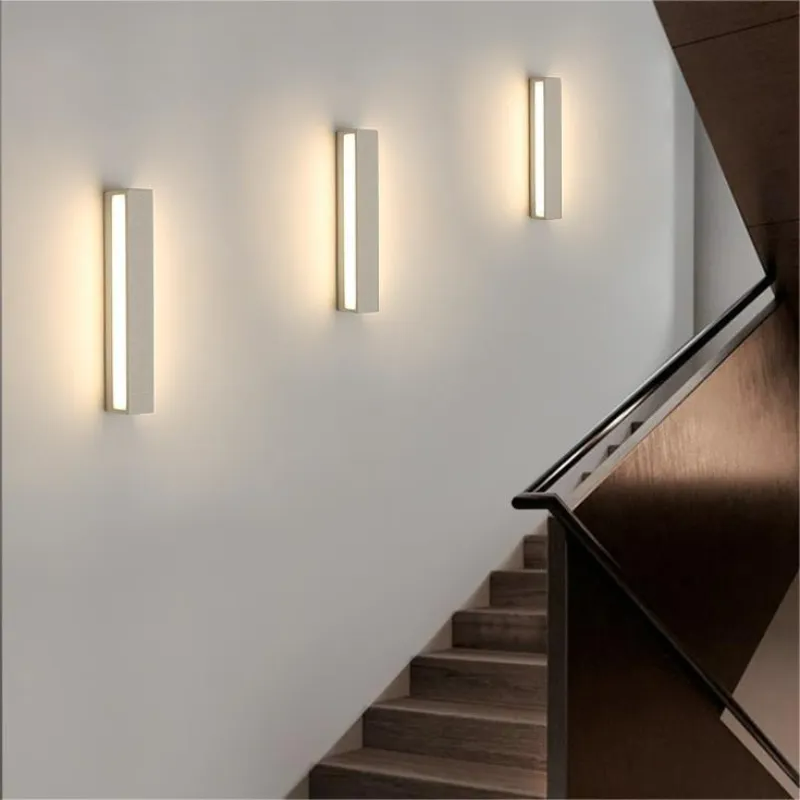 Applique murale extérieure en ciment avec lumière LED chaude, style Arisha