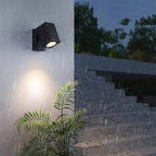 Udendørs vægspotlight, roterbar sort metal- og akryl LED-armatur
