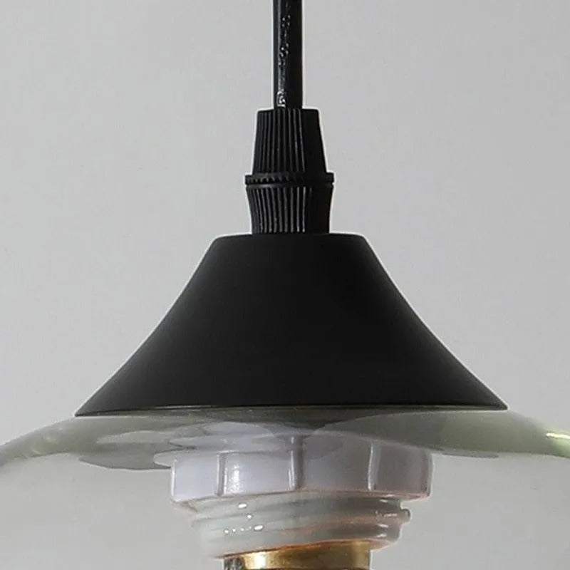 Lampu Gantung Globe Kaca, Rangka Logam Bulat, 5 Pilihan Warna Kaca