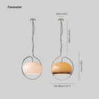 Clérachic size drawing of the retro dome pendant: 40 cm wide, 51 cm tall, cream and amber glass.