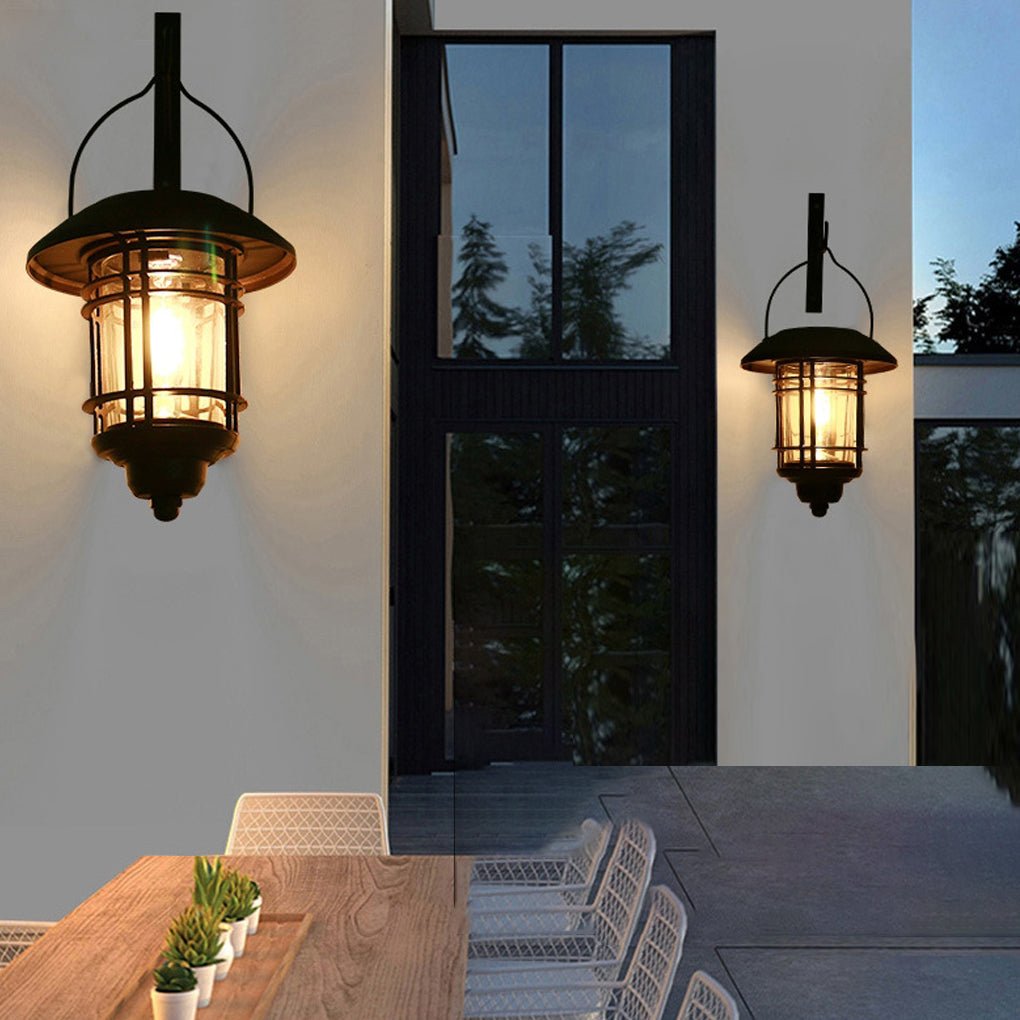 Industrial Solar LED Outdoor Wall Lamp, Aluminum And Glass Design