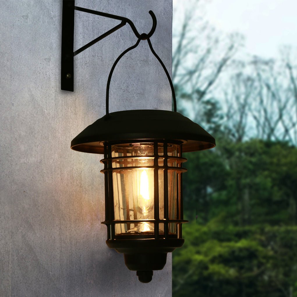 Industrial Solar LED Outdoor Wall Lamp, Aluminum And Glass Design