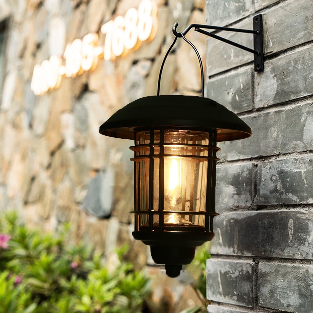 Industrial Solar LED Outdoor Wall Lamp, Aluminum And Glass Design