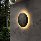 Applique murale extérieure métallique circulaire Olga, design LED à trous d’épingle