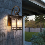 Luz de Parede Exterior em Vidro às Riscas, Design Geométrico, Abajur em Alumínio