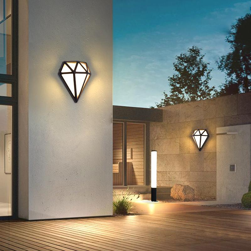 Diamond-Cut Aluminum LED Porch Light, Weatherproof Wall Lantern