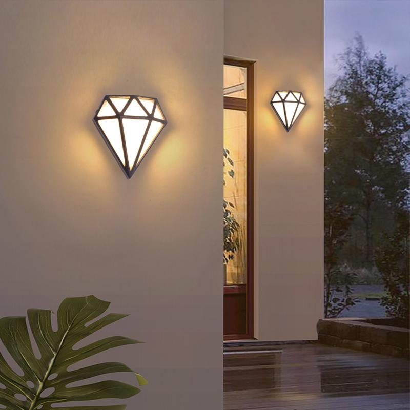 Diamond-Cut Aluminum LED Porch Light, Weatherproof Wall Lantern