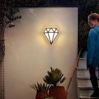 Diamond-Cut Aluminum LED Porch Light, Weatherproof Wall Lantern
