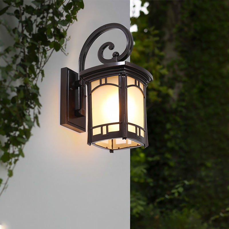 Luz de Parede Exterior em Vidro às Riscas, Design Geométrico, Abajur em Alumínio
