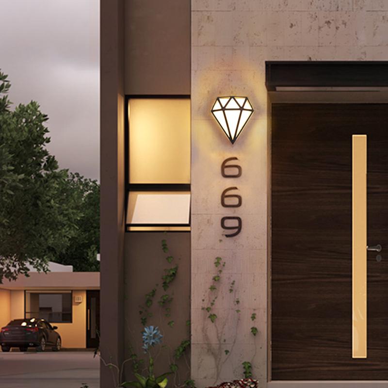 Diamond-Cut Aluminum LED Porch Light, Weatherproof Wall Lantern