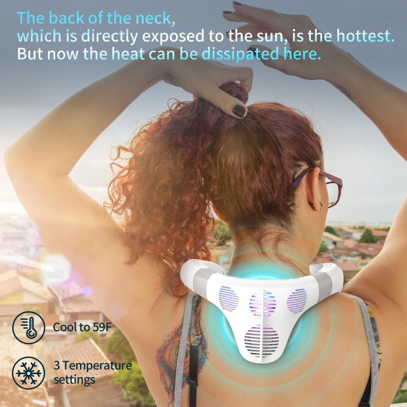Portable Neck Fan with Cooling Plate, 5200mAh Battery, Bladeless