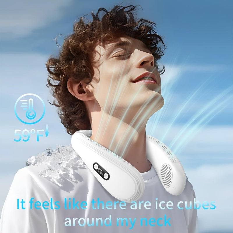 Portable Neck Fan with Cooling Plate, 5200mAh Battery, Bladeless