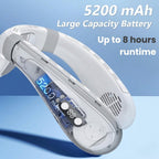 Portable Neck Fan with Cooling Plate, 5200mAh Battery, Bladeless