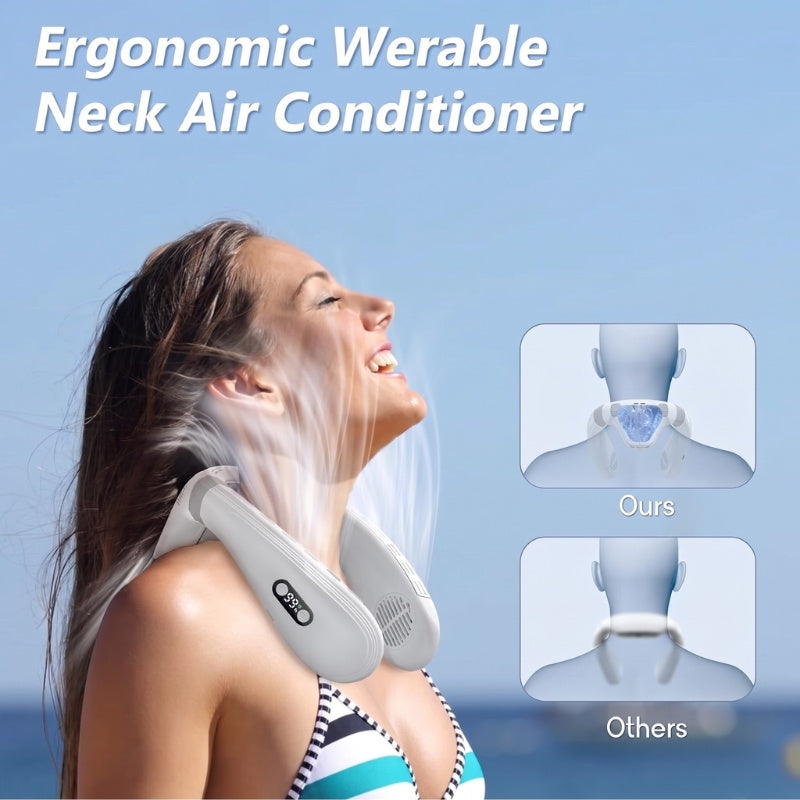 Portable Neck Fan with Cooling Plate, 5200mAh Battery, Bladeless