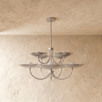 Clérachic two-tier disc chandelier in chrome, shown from a slightly closer studio angle overhead.