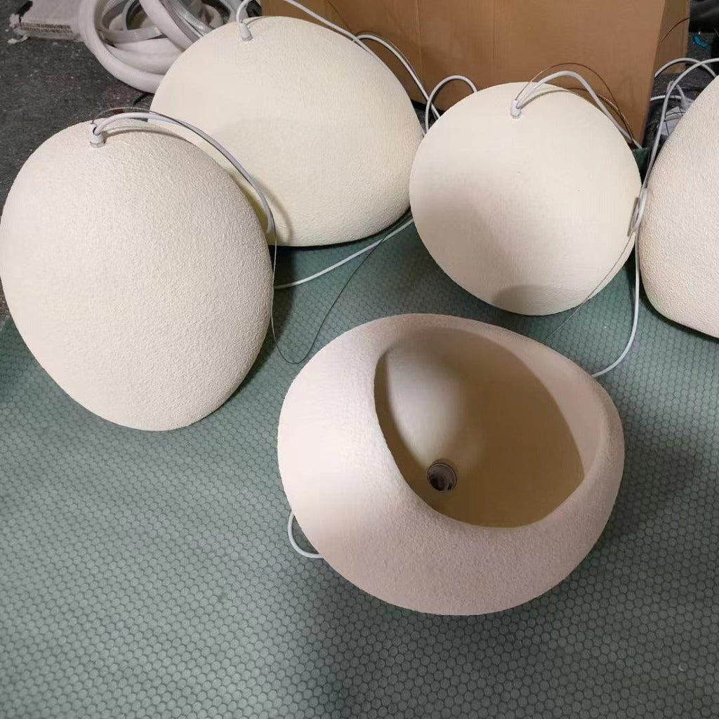 Wabi-sabi organic chandelier with combined organic shades