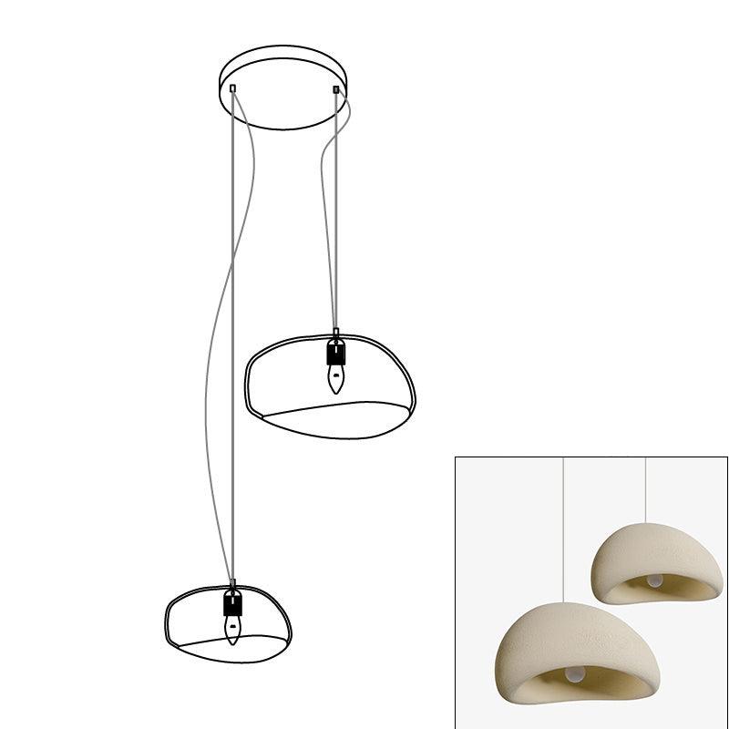Wabi-sabi organic chandelier combination in a calm interior