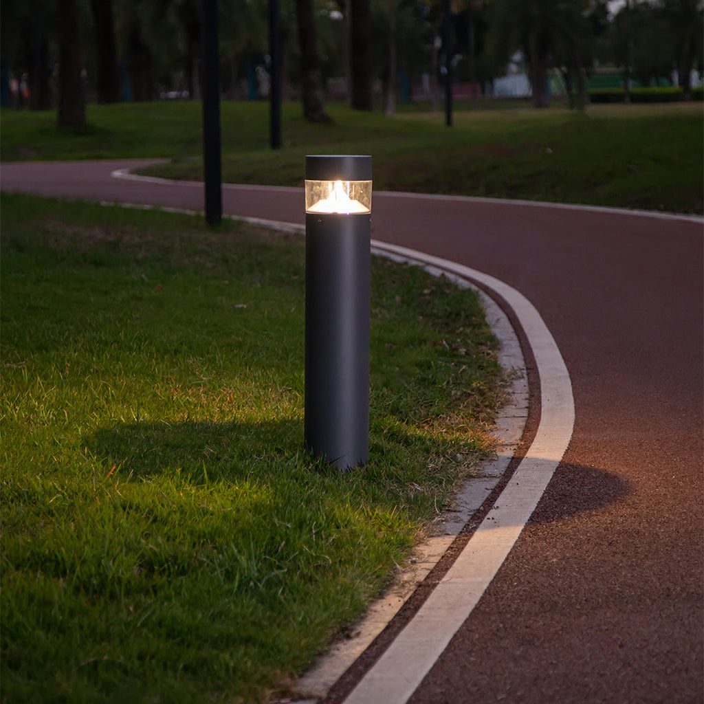 Udendørs aluminiums pullertlampe, 31-tommer nordisk stolpe med varm LED