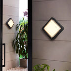 Arandela Exterior Quadrada em Alumínio Preto, LED Branco Quente 12W