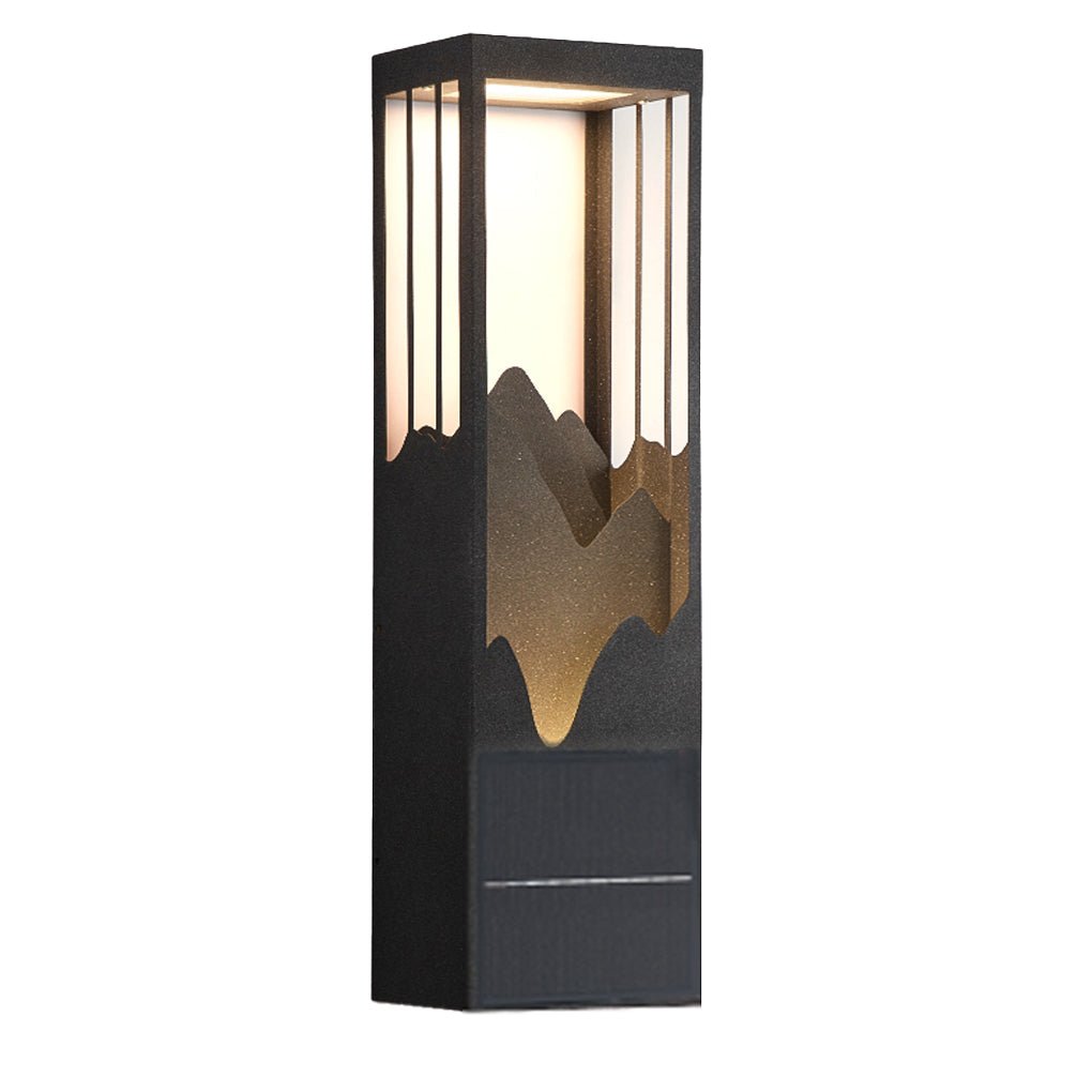 Luz de Varanda Exterior Solar com Paisagem Montanhosa, Lâmpada de Parede em Aço Inoxidável Selna