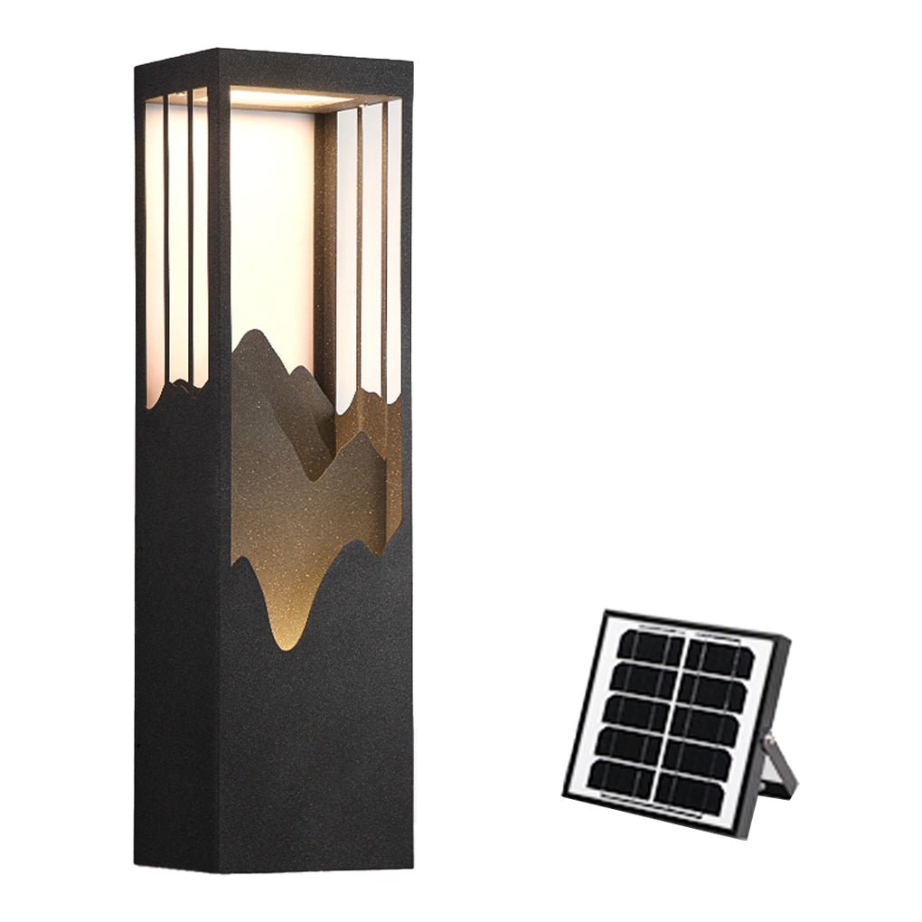 Luz de Varanda Exterior Solar com Paisagem Montanhosa, Lâmpada de Parede em Aço Inoxidável Selna