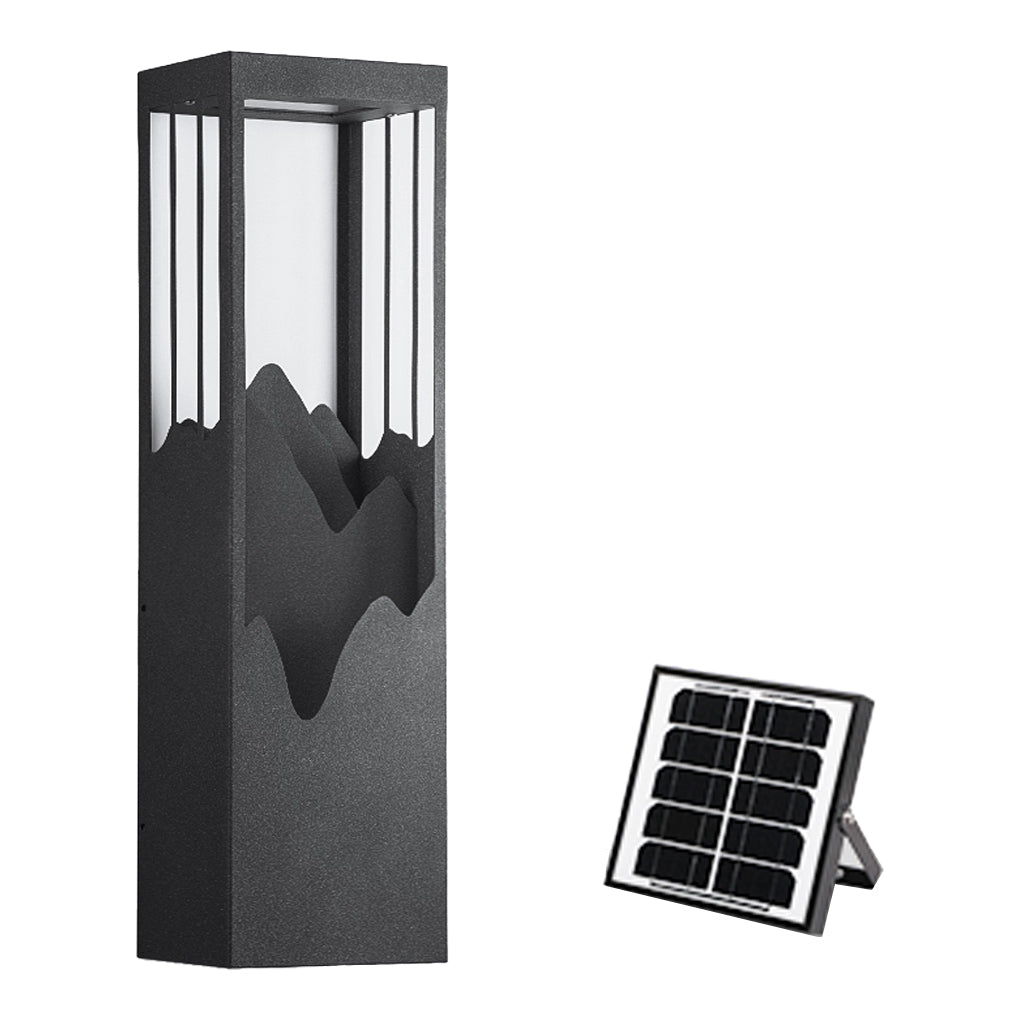 Luz de Varanda Exterior Solar com Paisagem Montanhosa, Lâmpada de Parede em Aço Inoxidável Selna
