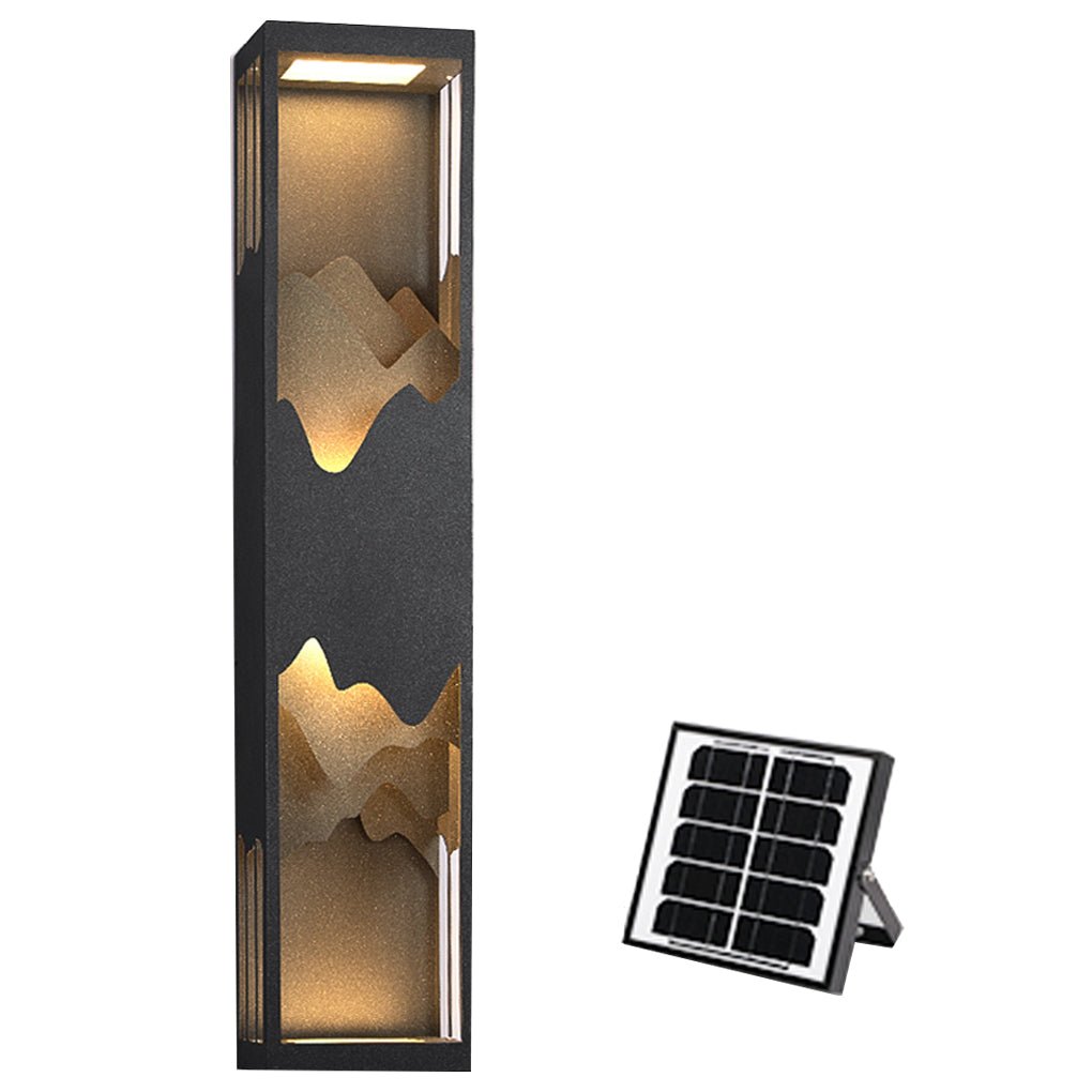 Luz de Varanda Exterior Solar com Paisagem Montanhosa, Lâmpada de Parede em Aço Inoxidável Selna
