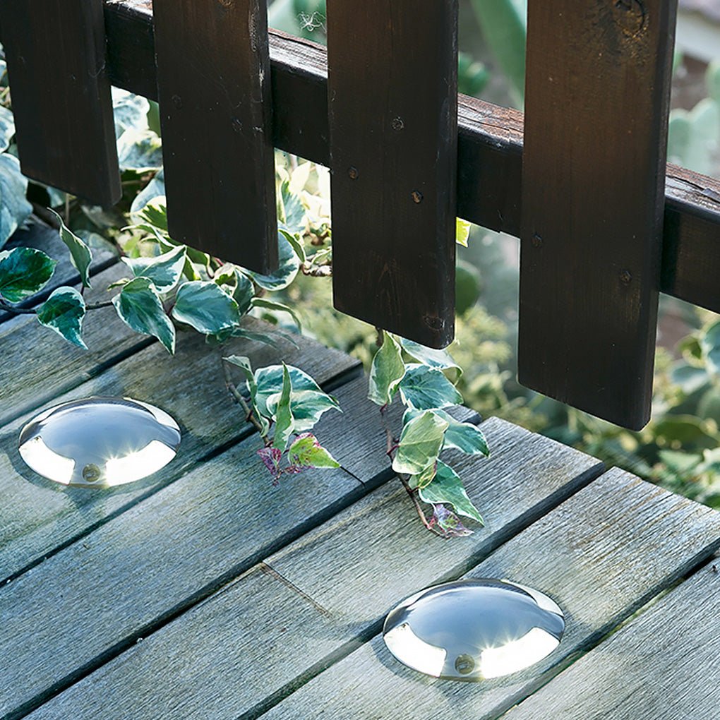 Runde LED-udendørs trinlys, indbyggede i aluminium og glas