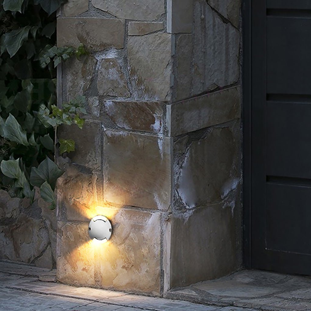 Runde LED-udendørs trinlys, indbyggede i aluminium og glas
