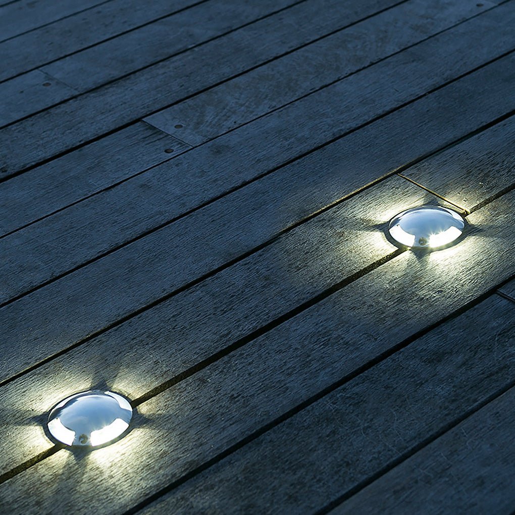 Runde LED-udendørs trinlys, indbyggede i aluminium og glas