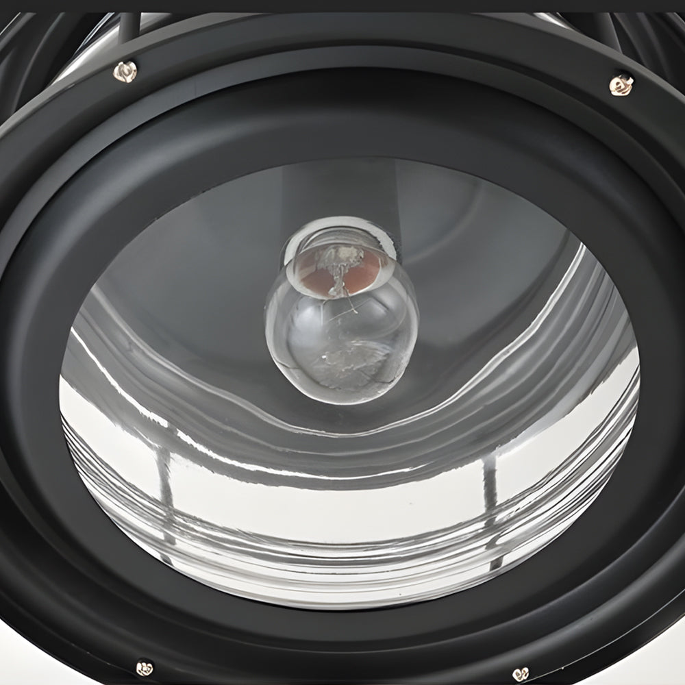 Iron And Glass Flush Mount Ceiling Light For Balcony, Sunroom