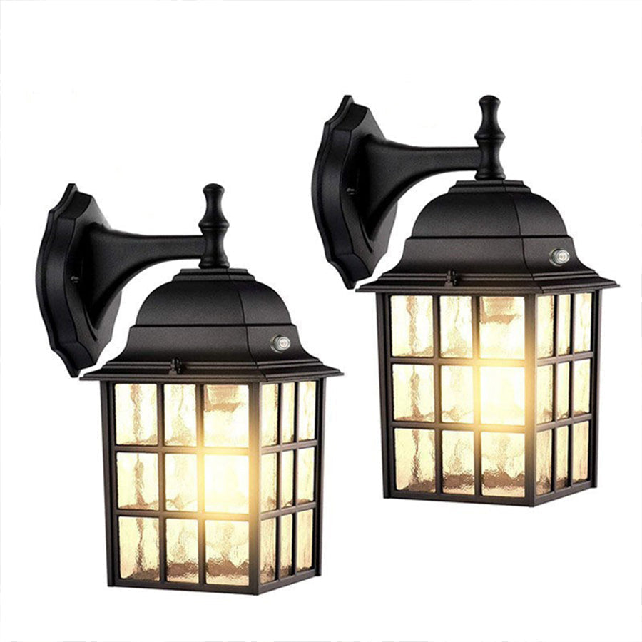 Aluminum Outdoor Wall Light With Clear Glass Shade, Abail Dusk-To-Dawn Sensor