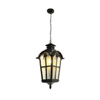 Cast Aluminum Porch Ceiling Light, Roman-Style Glass Shade