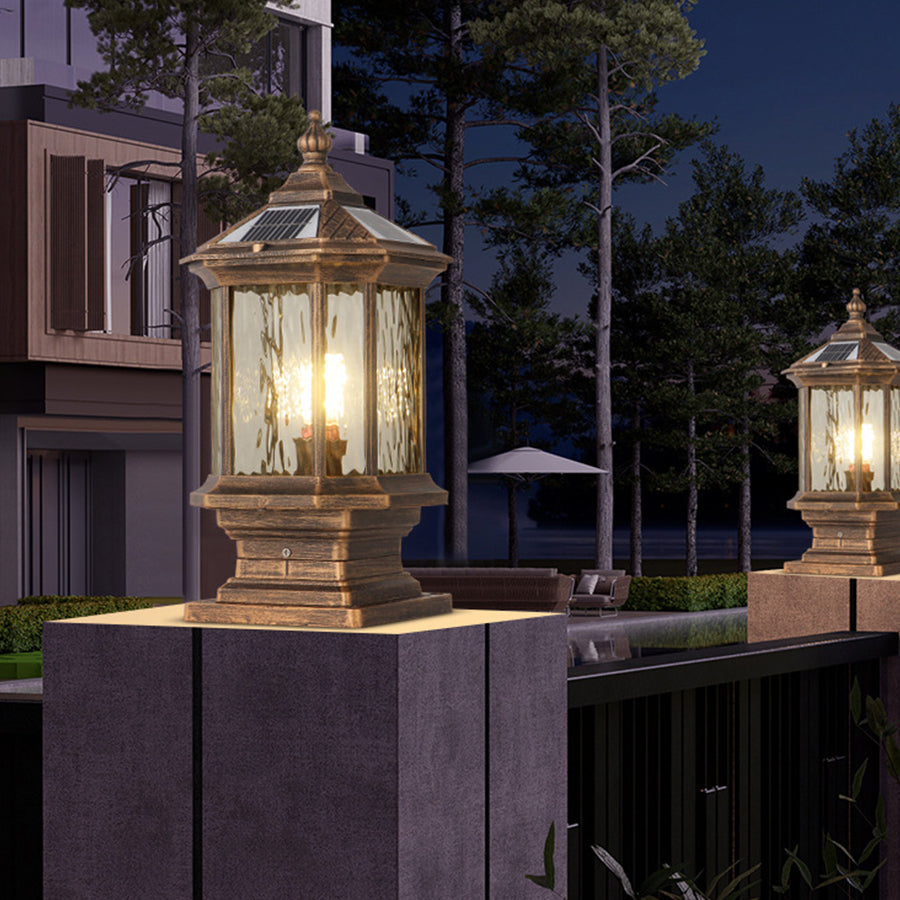 Pillar Lantern Light, Vintage European-Style Aluminum Outdoor Post Fixture