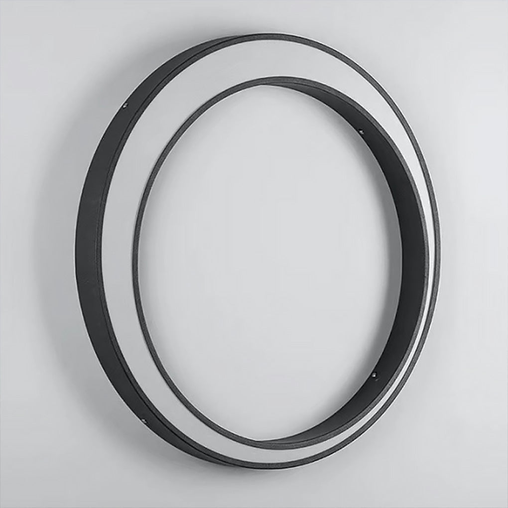 Outdoor Wall Light, Circular Moon Design In Stainless Steel