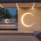 Outdoor Wall Light, Circular Moon Design In Stainless Steel